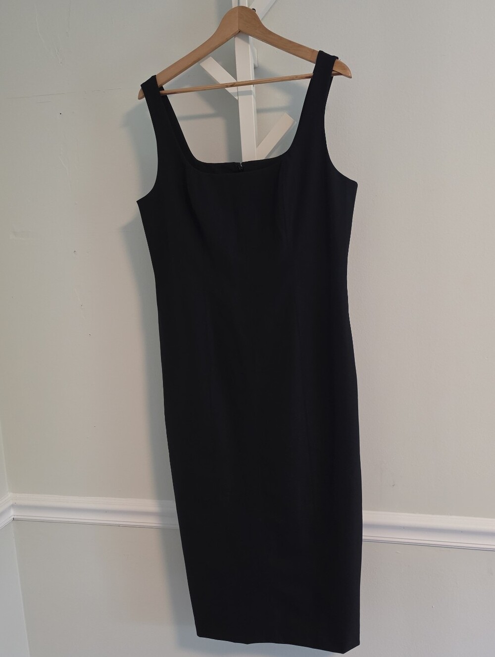 House of Harlow 1960 Black Square-Neck Bodycon Midi Dress Large LBD